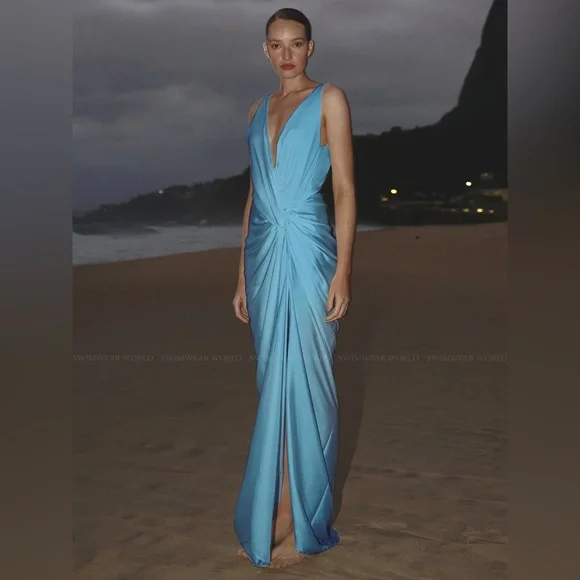 NWT Baobab Liz Blue Satin Dress - Picture 1 of 5